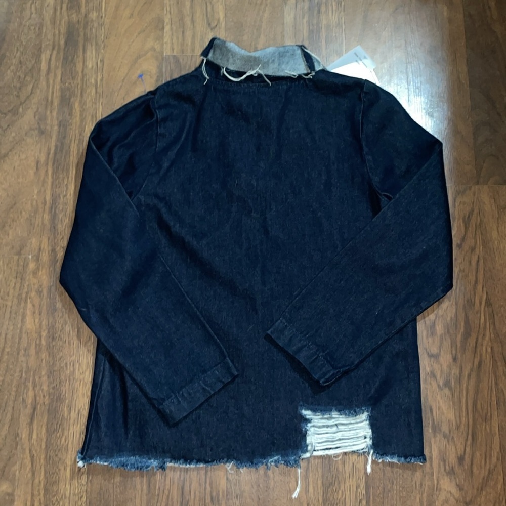Waven Eleni destroyed denim cowl neck top small NWT from revolve - Picture 5 of 9